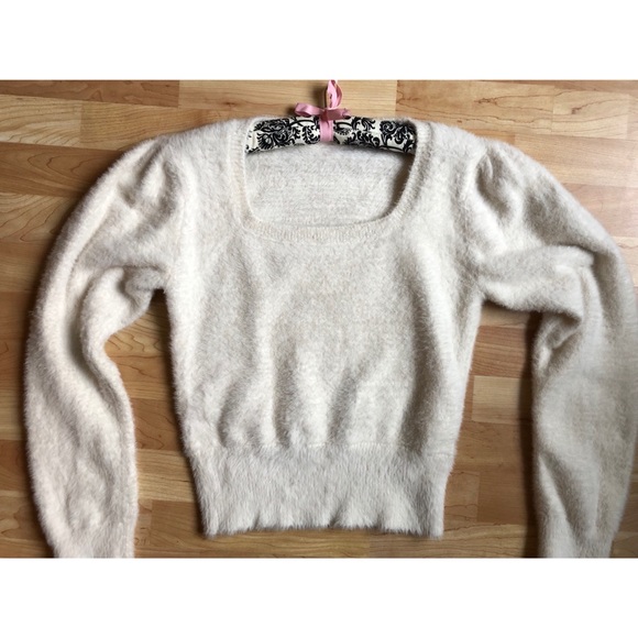 ASTR cream faux mohair fuzzy sweater - Picture 3 of 5
